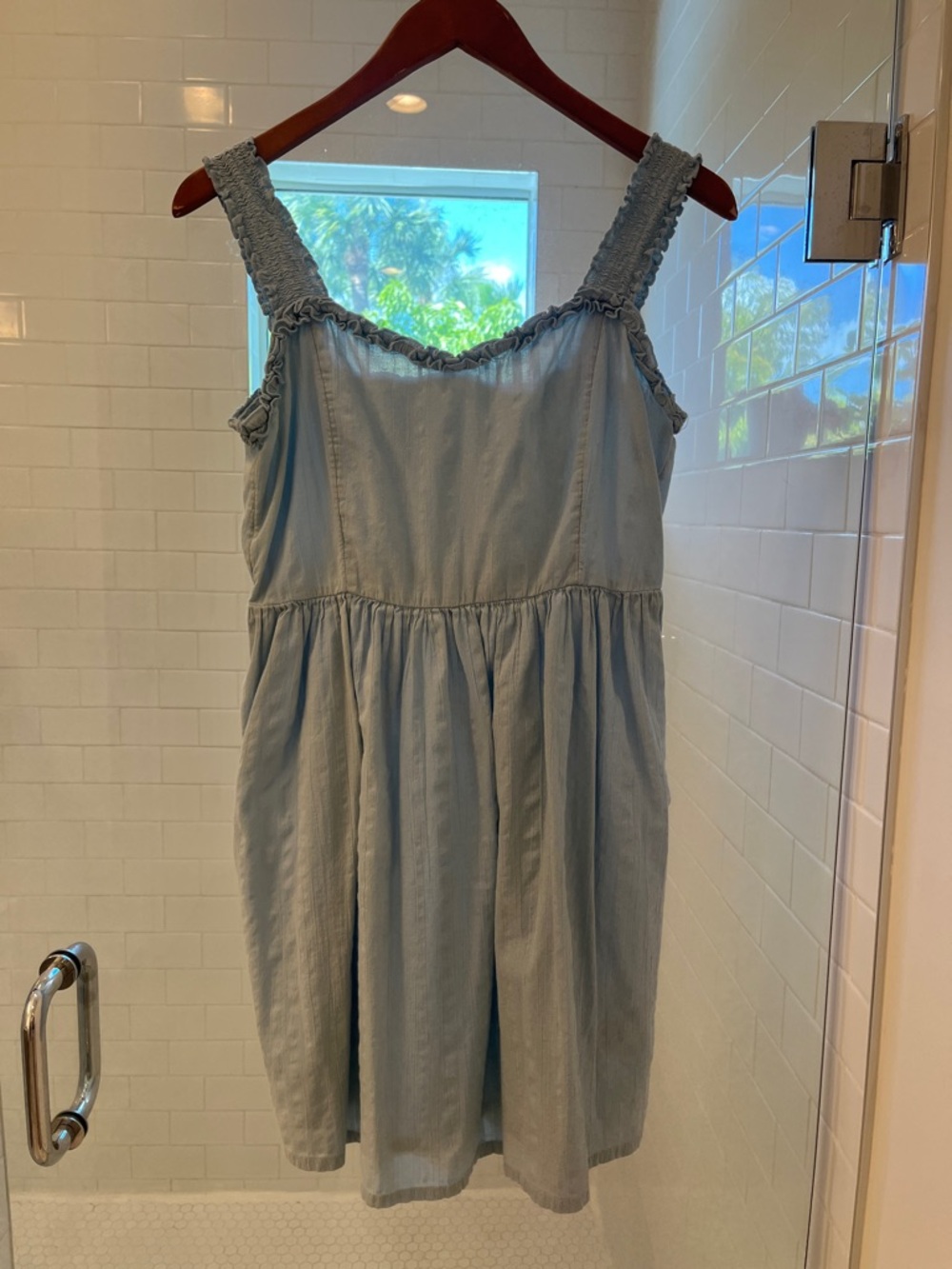 Roxy Light Blue Sundress with Smocked Straps